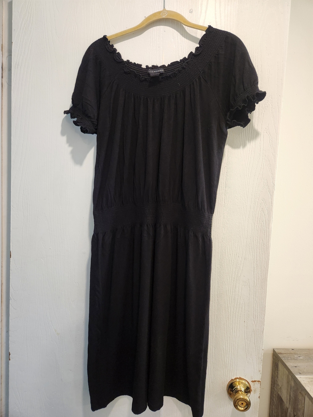 Grace Elements Classic Black Short-Sleeve Smocked Waist Dress